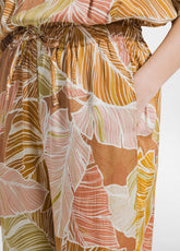 PANTALONE JOGGER IN RASO STAMPATO MARRONE - BROWN LEAVES | DEHA