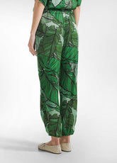 ALLOVER SATIN JOGGER PANTS - GREEN - GREEN LEAVES | DEHA