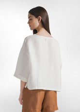 SHINY LINEN BLUSE - WHITE - MILK WHITE | DEHA