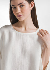 SHINY LINEN BLUSE - WHITE - MILK WHITE | DEHA