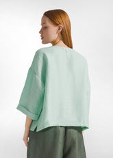 SHINY LINEN BLUSE - GREEN - WATER GREEN | DEHA