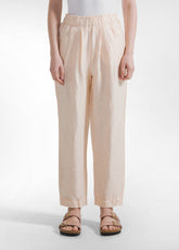 SHINY LINEN STRAIGHT PANTS - PINK - LIGHT PINK | DEHA