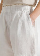 SHINY LINEN SHORTS - WHITE - MILK WHITE | DEHA