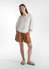SHINY LINEN SHORTS - BROWN - Bermuda shorts - Outlet | DEHA