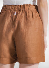 SHINY LINEN SHORTS - BROWN - Bermuda shorts - Outlet | DEHA