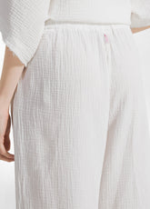 COTTON GAUZE CROPPED PANTS - WHITE - MILK WHITE | DEHA