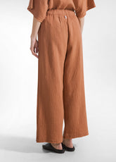 COTTON GAUZE CROPPED PANTS - BROWN - AMBER BROWN | DEHA