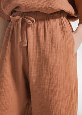 COTTON GAUZE CROPPED PANTS - BROWN - AMBER BROWN | DEHA