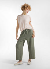 PANTALONE CROPPED IN GARZA DI COTONE VERDE - SAGE GREEN | DEHA