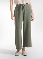 PANTALONE CROPPED IN GARZA DI COTONE VERDE - SAGE GREEN | DEHA
