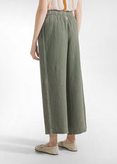PANTALONE CROPPED IN GARZA DI COTONE VERDE - SAGE GREEN | DEHA