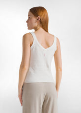 KNITTED LINEN AND COTTON SINGLET - WHITE - MILK WHITE | DEHA