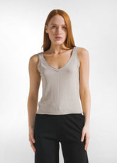 KNITTED LINEN AND COTTON SINGLET - BEIGE - BEIGE | DEHA