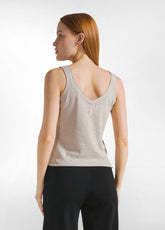 KNITTED LINEN AND COTTON SINGLET - BEIGE - BEIGE | DEHA