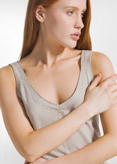KNITTED LINEN AND COTTON SINGLET - BEIGE - BEIGE | DEHA
