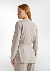 KNITTED LINEN BLENDED CARDIGAN - BEIGE - BEIGE | DEHA