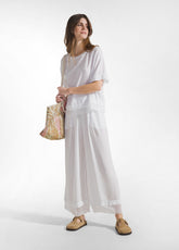 PANTALONE FLUIDO IN MUSSOLA DI VISCOSA BIANCO - WHITE | DEHA