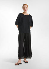 FLIEßENDE HOSE AUS VISKOSE-MOUSSELINE - SCHWARZ - BLACK | DEHA