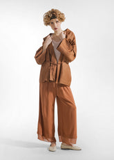 PANTALONE FLUIDO IN MUSSOLA DI VISCOSA MARRONE - AMBER BROWN | DEHA
