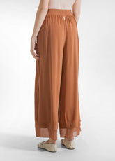 PANTALONE FLUIDO IN MUSSOLA DI VISCOSA MARRONE - AMBER BROWN | DEHA