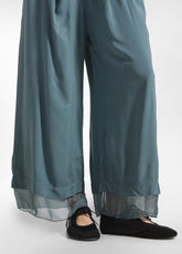 PANTALONE FLUIDO IN MUSSOLA DI VISCOSA BLU - TEAL BLUE | DEHA