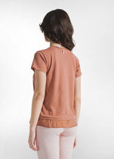 T-SHIRT IN JERSEY FIAMMATO CON INSERTO MARRONE - AMBER BROWN | DEHA