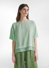 VISCOSE MUSLIN BLOUSE - GREEN - WATER GREEN | DEHA