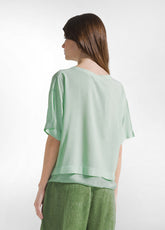 VISCOSE MUSLIN BLOUSE - GREEN - WATER GREEN | DEHA