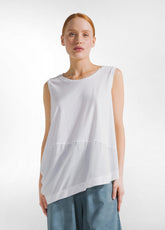 TOP ASIMMETRICO CON INSERTI IN MUSSOLA BIANCO - WHITE | DEHA