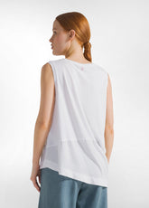 TOP ASIMMETRICO CON INSERTI IN MUSSOLA BIANCO - WHITE | DEHA