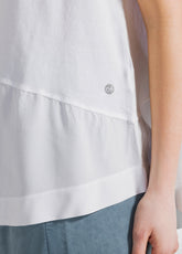 TOP ASIMMETRICO CON INSERTI IN MUSSOLA BIANCO - WHITE | DEHA