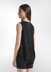 MUSLIN TRIMS ASYMMETRICAL TOP - BLACK - BLACK | DEHA