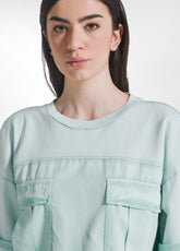FADED SWEATSHIRT COMBINED WITH LYOCELL TWILL - GRE - WATER GREEN | DEHA