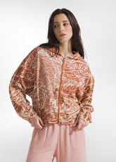 ALLOVER 'LEAVES' FLAMME HOODIE - BROWN - CORAL PINK LEAVES | DEHA