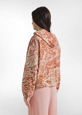 ALLOVER 'LEAVES' FLAMME HOODIE - BROWN - CORAL PINK LEAVES | DEHA