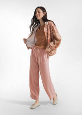 ALLOVER 'LEAVES' FLAMME HOODIE - BROWN - CORAL PINK LEAVES | DEHA