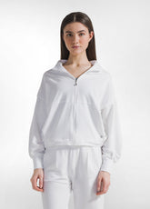 FELPA CON ZIP COMBINATA LINO-COTONE BIANCO - WHITE | DEHA