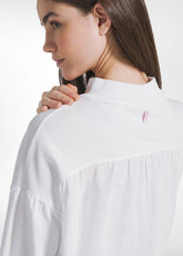 FELPA CON ZIP COMBINATA LINO-COTONE BIANCO - WHITE | DEHA
