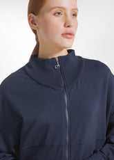 COMBINED LINEN FULL-ZIP SWEATSHIRT - BLUE - BLUE NIGHT | DEHA