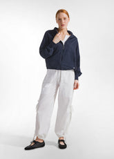 COMBINED LINEN FULL-ZIP SWEATSHIRT - BLUE - Knitwear - Outlet | DEHA