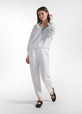 PANTALONE IN FELPA CON DETTAGLI IN LINO BIANCO - WHITE | DEHA