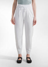 PANTALONE IN FELPA CON DETTAGLI IN LINO BIANCO - WHITE | DEHA