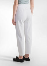 PANTALONE IN FELPA CON DETTAGLI IN LINO BIANCO - WHITE | DEHA