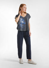 LINEN TRIMS SWEATPANTS - BLUE - BLUE NIGHT | DEHA