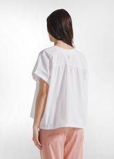 POPLIN DRAWSTRING BLOUSE - WHITE - WHITE | DEHA