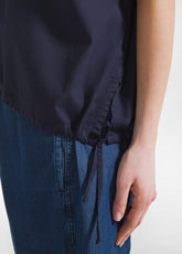 POPLIN DRAWSTRING BLOUSE - BLUE - BLUE NIGHT | DEHA