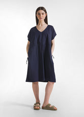 ALLOVER V-NECK DRESS - BLUE - Dresses, skirts, and suits - Outlet | DEHA