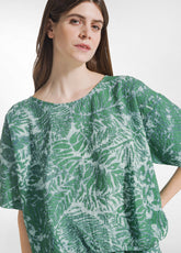 ALLOVER SEERSUCKER BLOUSE - GREEN - BOTTLE GREEN LEAVES | DEHA