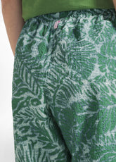 ALLOVER SEERSUCKER STRAIGHT PANTS - GREEN - BOTTLE GREEN LEAVES | DEHA