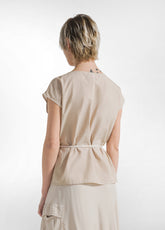 BLUSE AUS SATIN UN POPELINE - BEIGE - BEIGE | DEHA